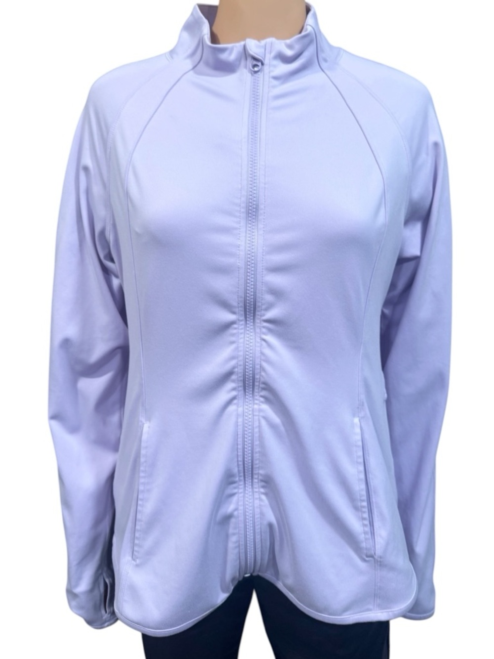 YOGALICIOUS Full Zip Jacket Pastel Lilac With Thumbholes & Pockets Large